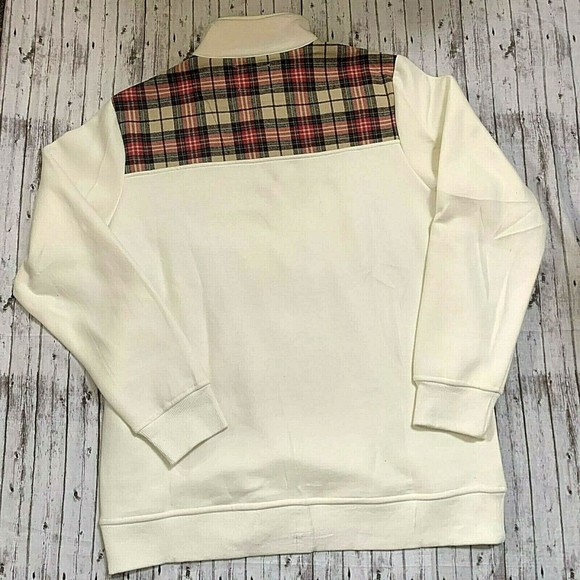 NWT Nordic Fleece Collection Womens The Uppsala Pullover Off White Plaid Size M - Picture 5 of 6